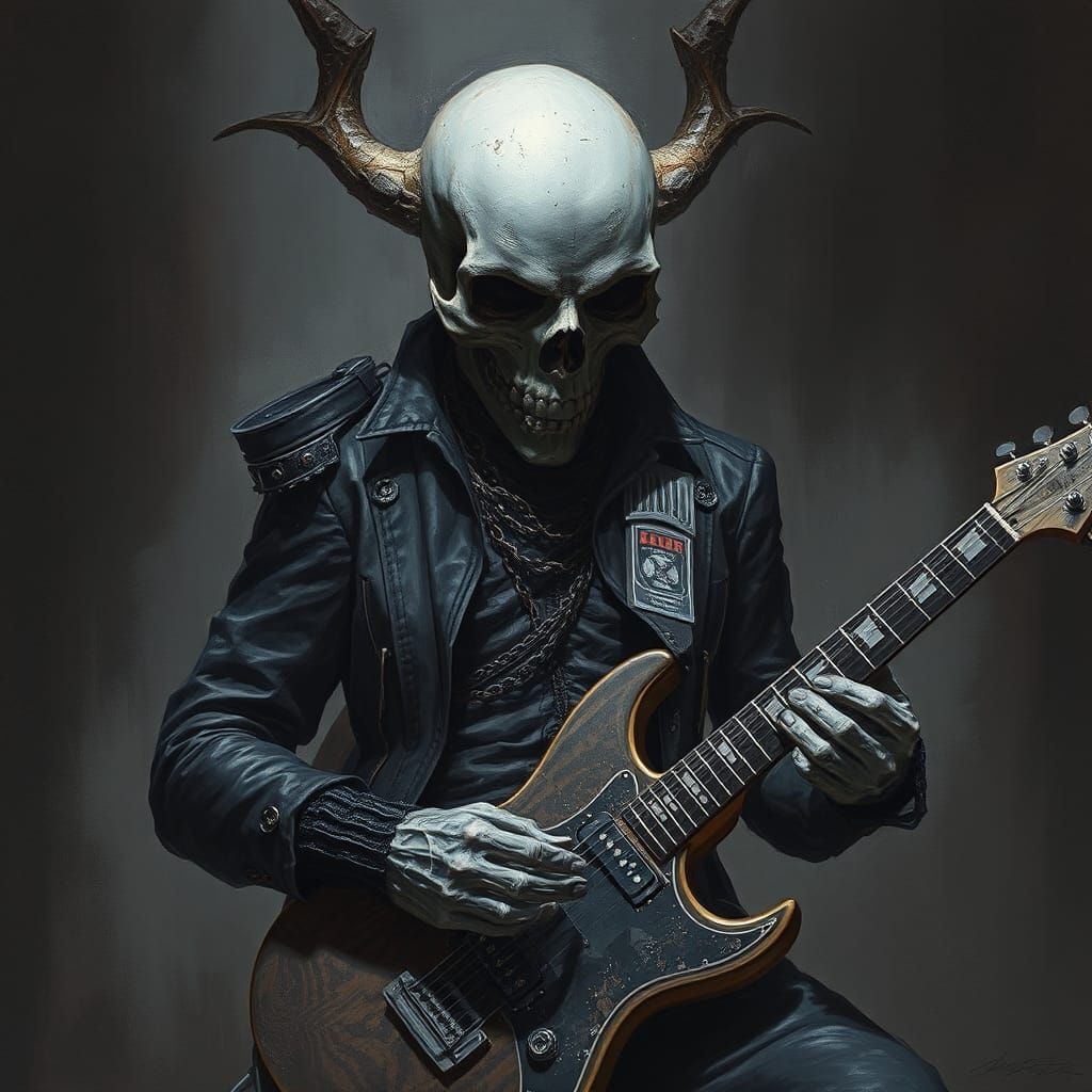 Dark Skull with Guitars in Heavy Metal Style