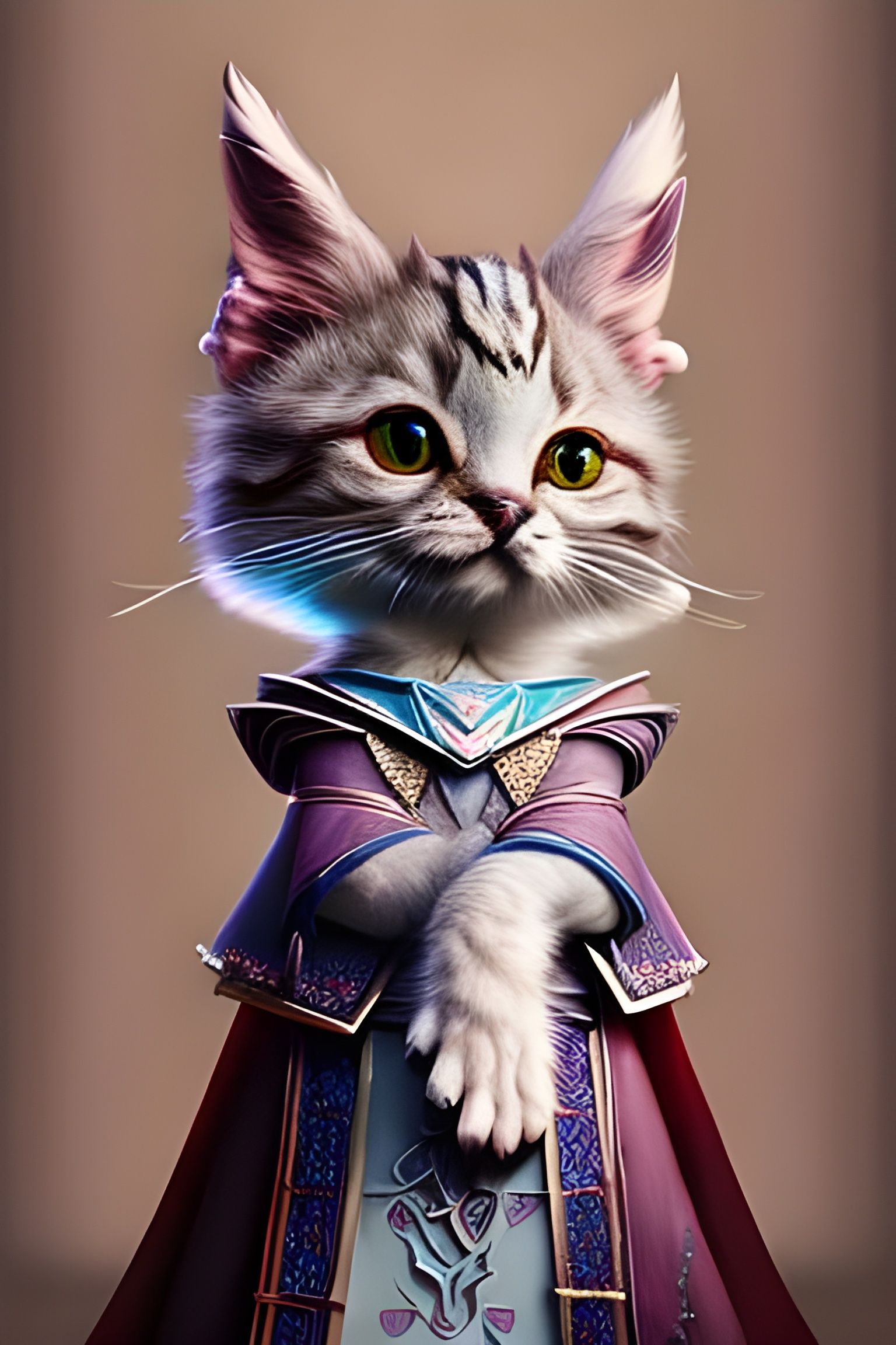 Ragdoll Kitten Cleric in Detailed 3D Rendering