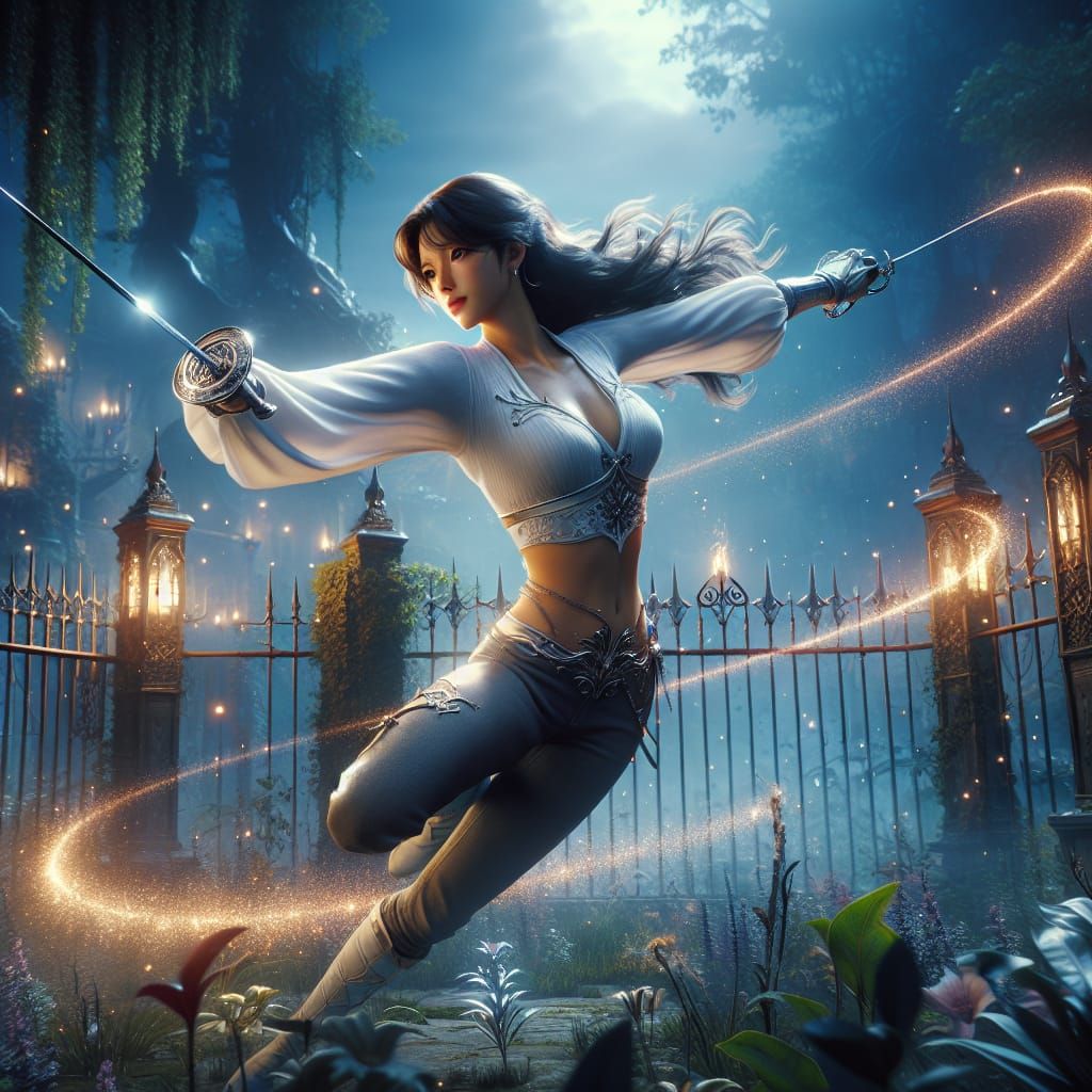 Ethereal Fencer Dances in Fantasy Twilight