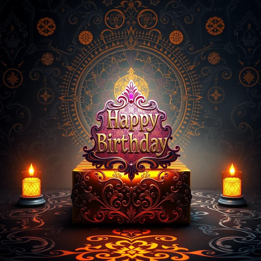 Eerie Dark Fantasy Birthday Gift Card in Baroque Style