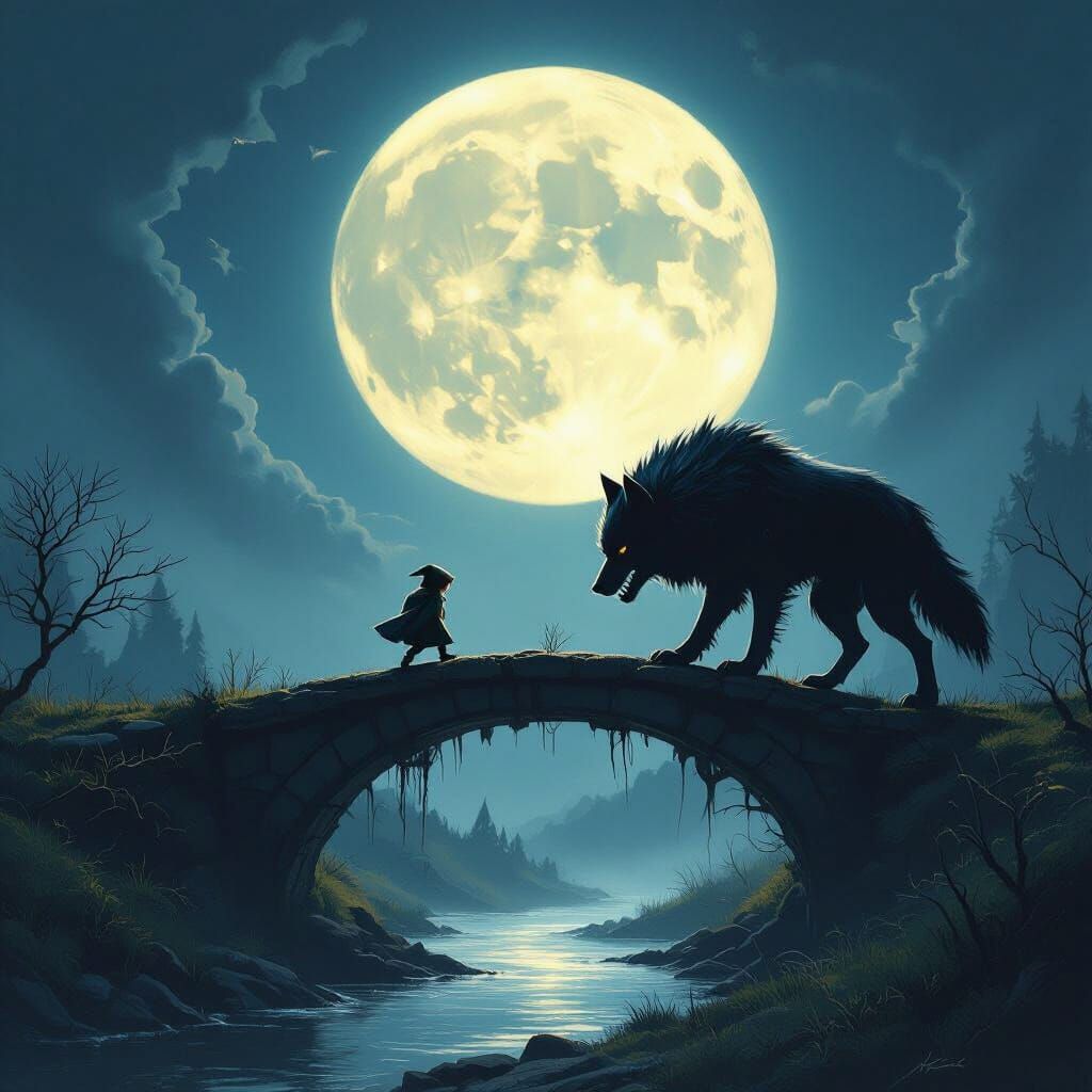 Tiny Hobbit Crosses Terrifying Wolf Bridge at Night