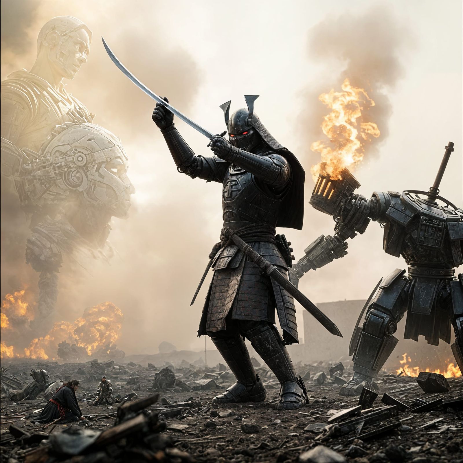 Samurai Triumphs Over Cybernetic Foe in Cinematic Glory