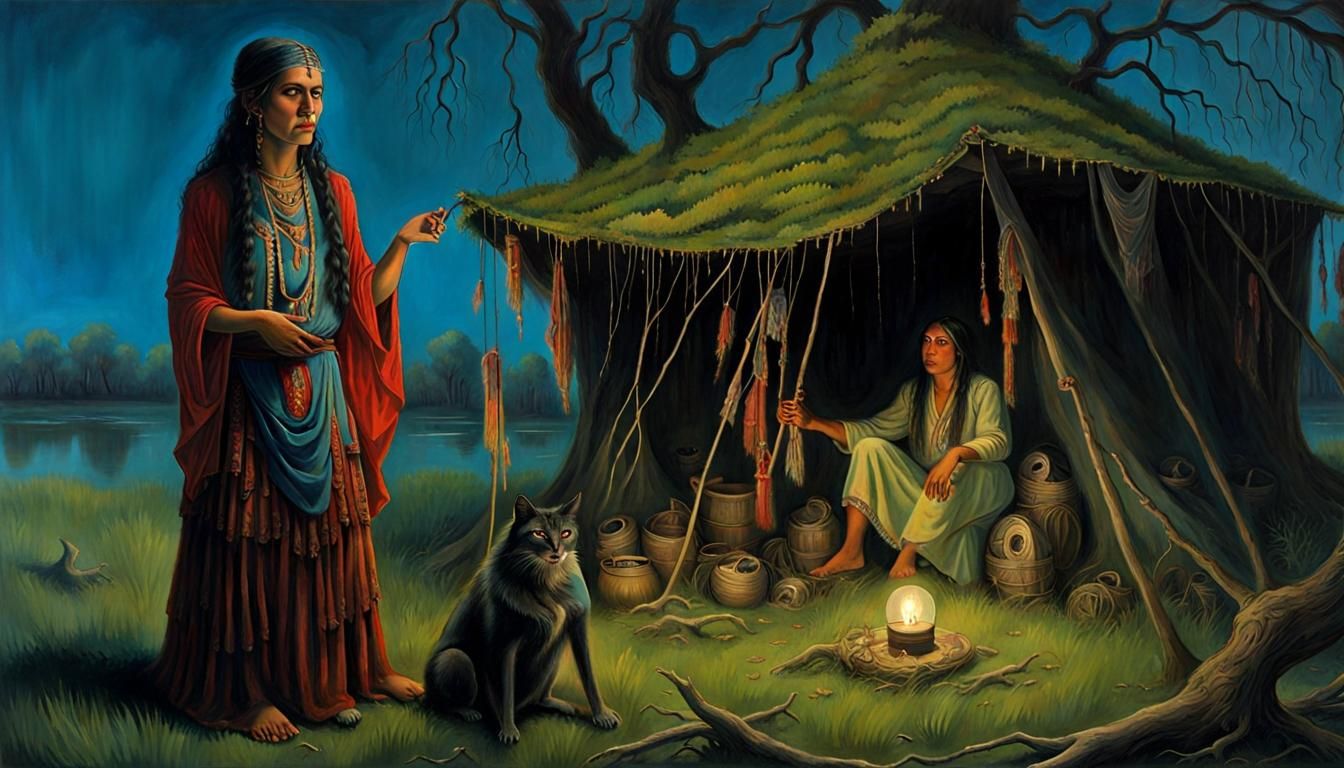 Gypsy Fortune Teller in Louisiana Bayou, Neo-Primitivism