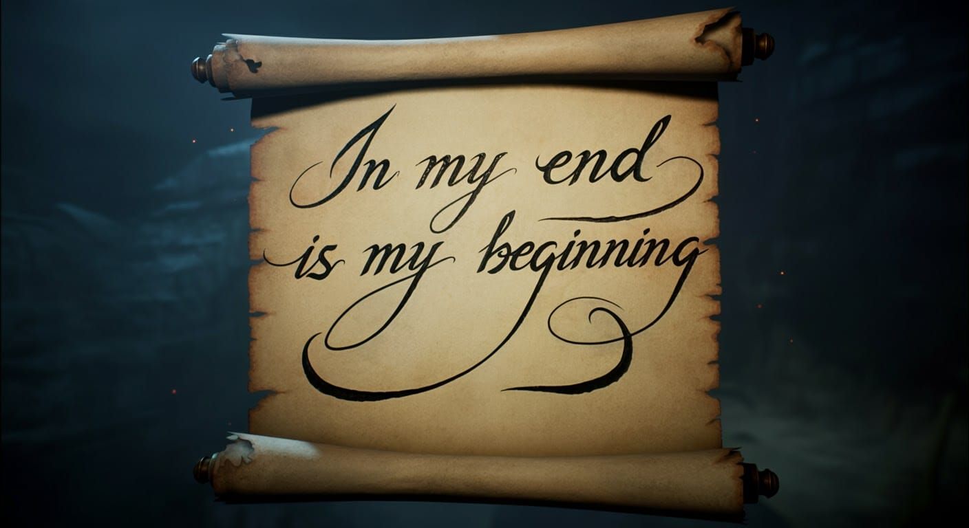 Elegant Calligraphy on Aged Scroll in Fantasy Art Style