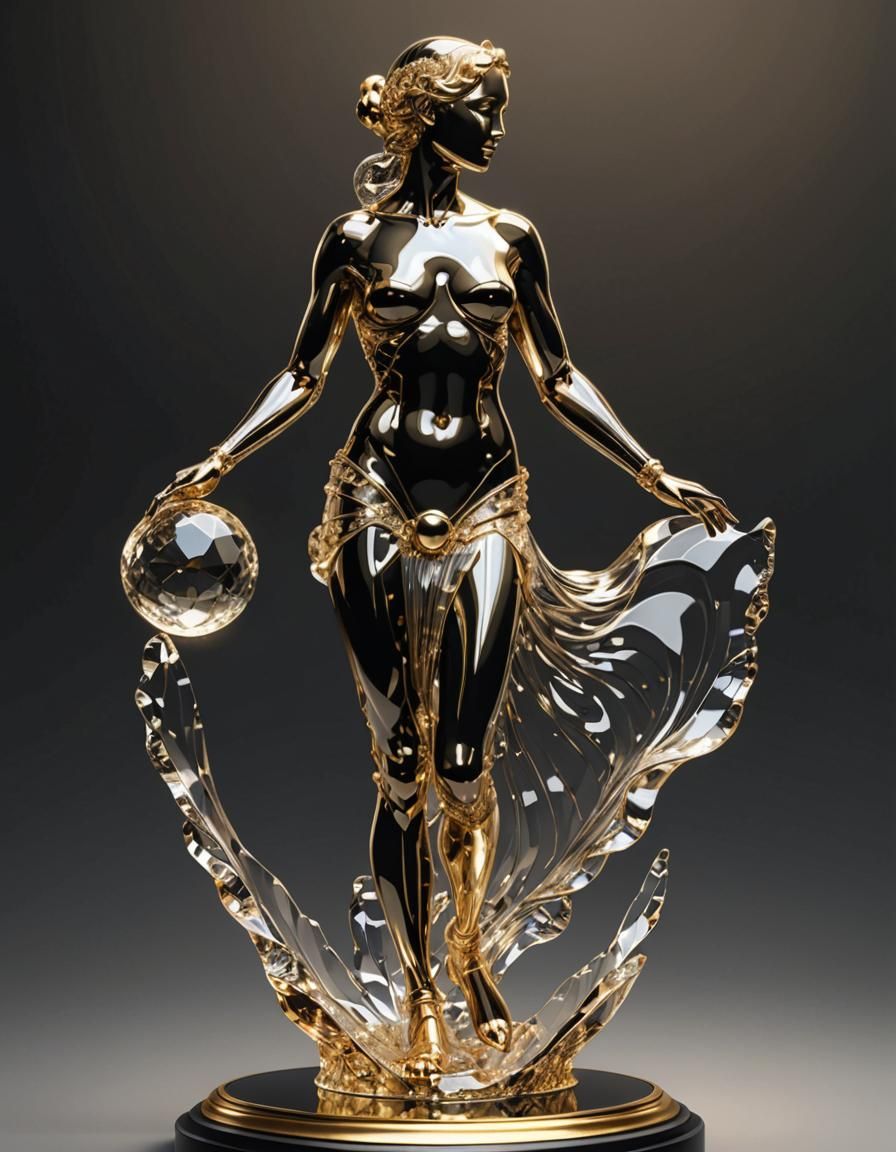 Crystal Venus Statue with Gold Details