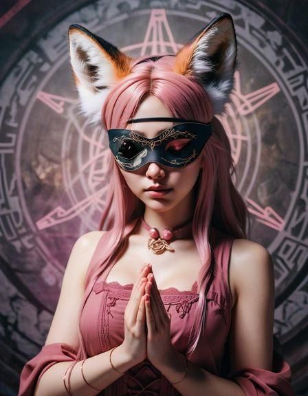 Fox-Eared Girl in Occult Prayer