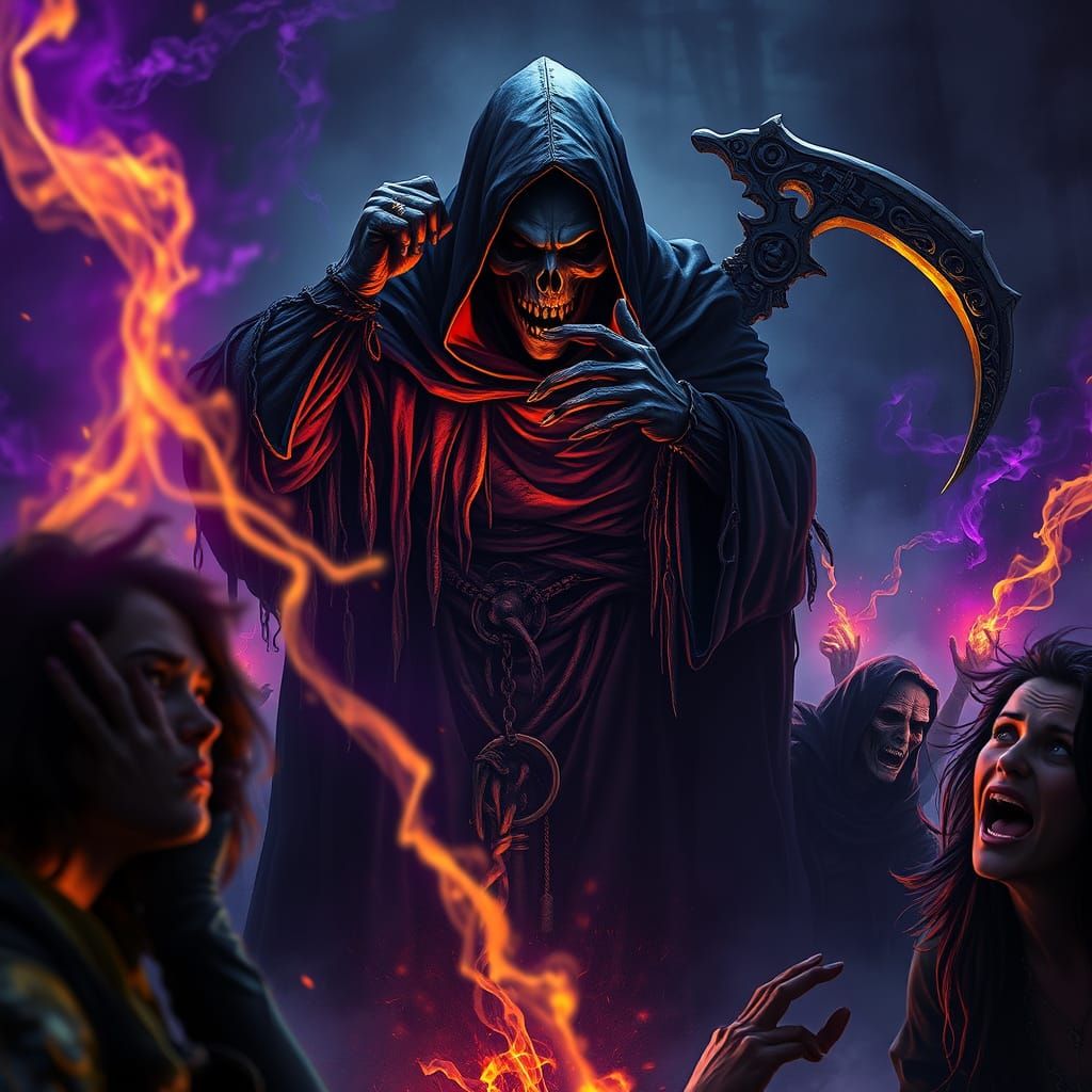 Dark Fantasy Grim Reaper in Exasperation