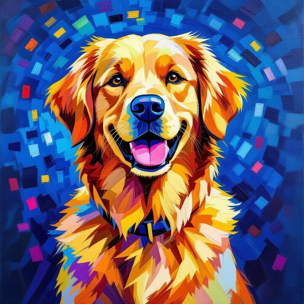 Golden Retriever in Vibrant Neo-Impressionist Style