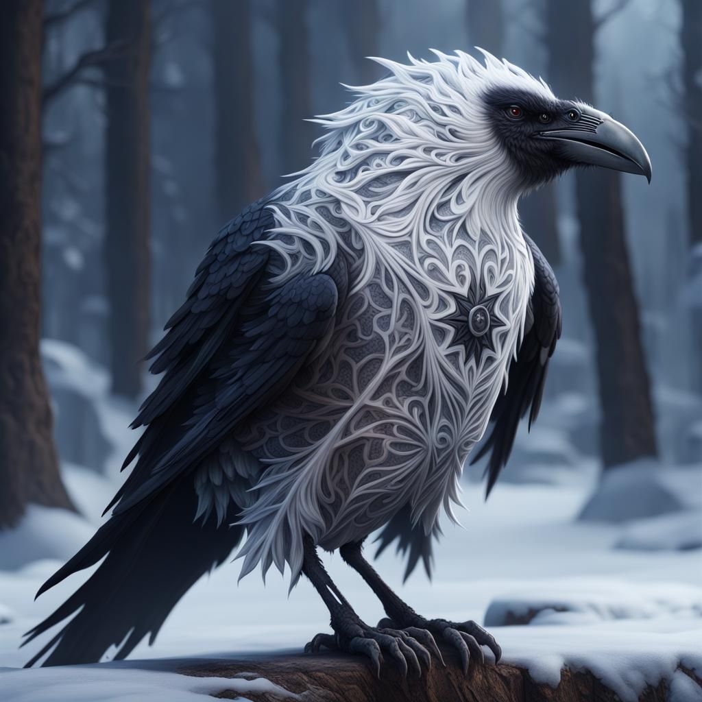 Demonic Snowflake Raven Fantasy Concept Art