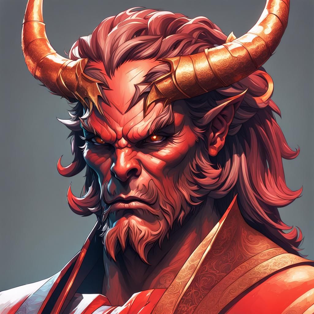 Detailed Portrait of Devil in Hyperdetailed Style