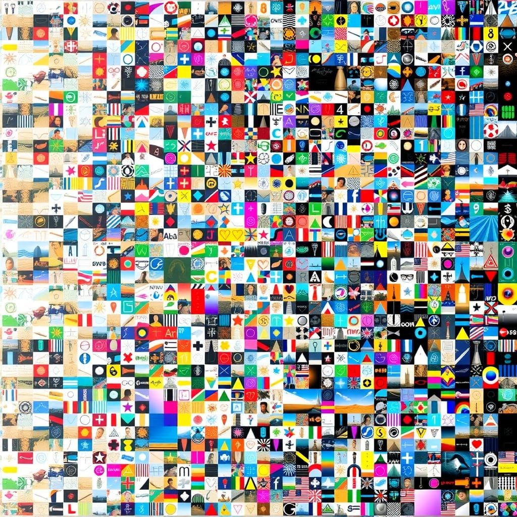 Colorful Digital Collage with Diverse Art Styles