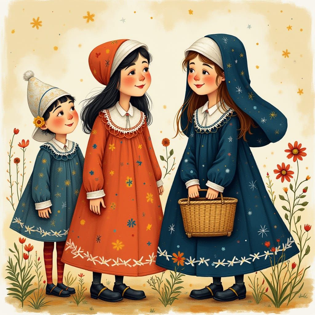 Vibrant Orthodox Girls in Whimsical Wonderland