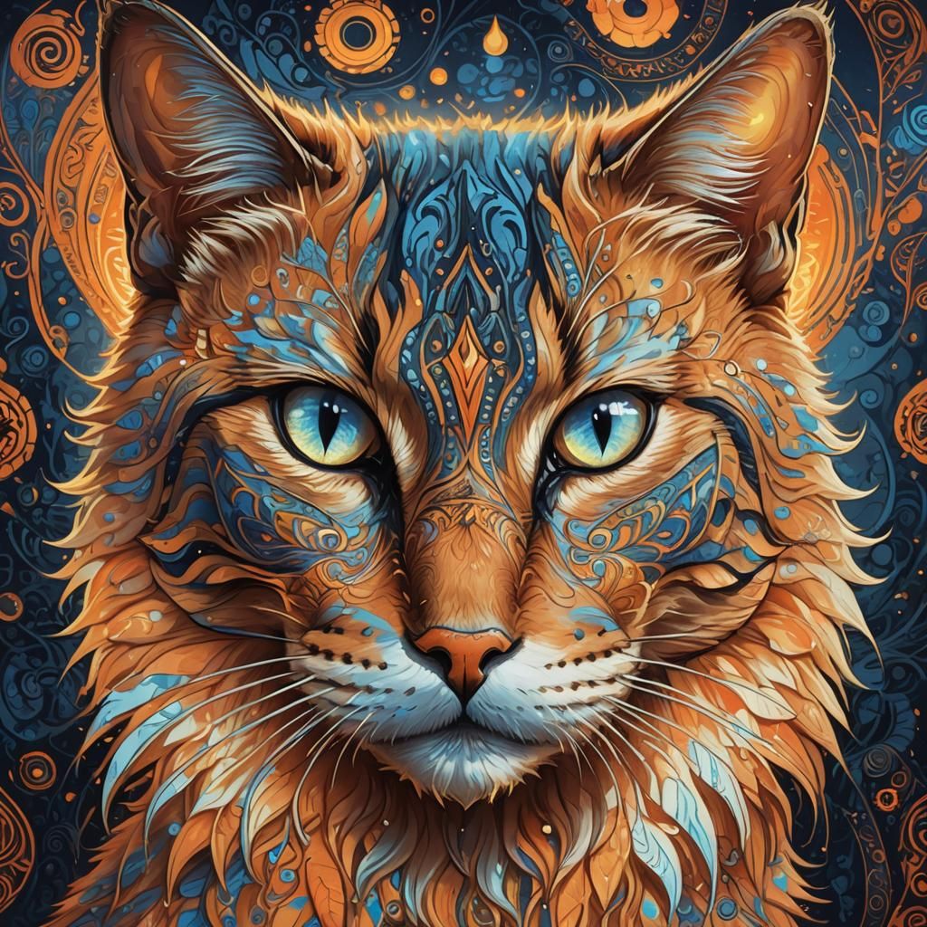 Glowing Cat Transforms Soul: Vibrant Digital Concept Art