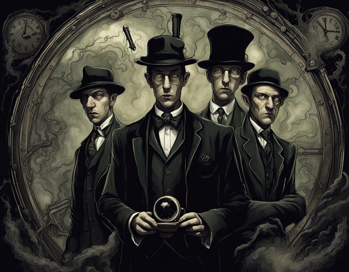 Gentlemen Time Travelers in Dark Fantasy Style