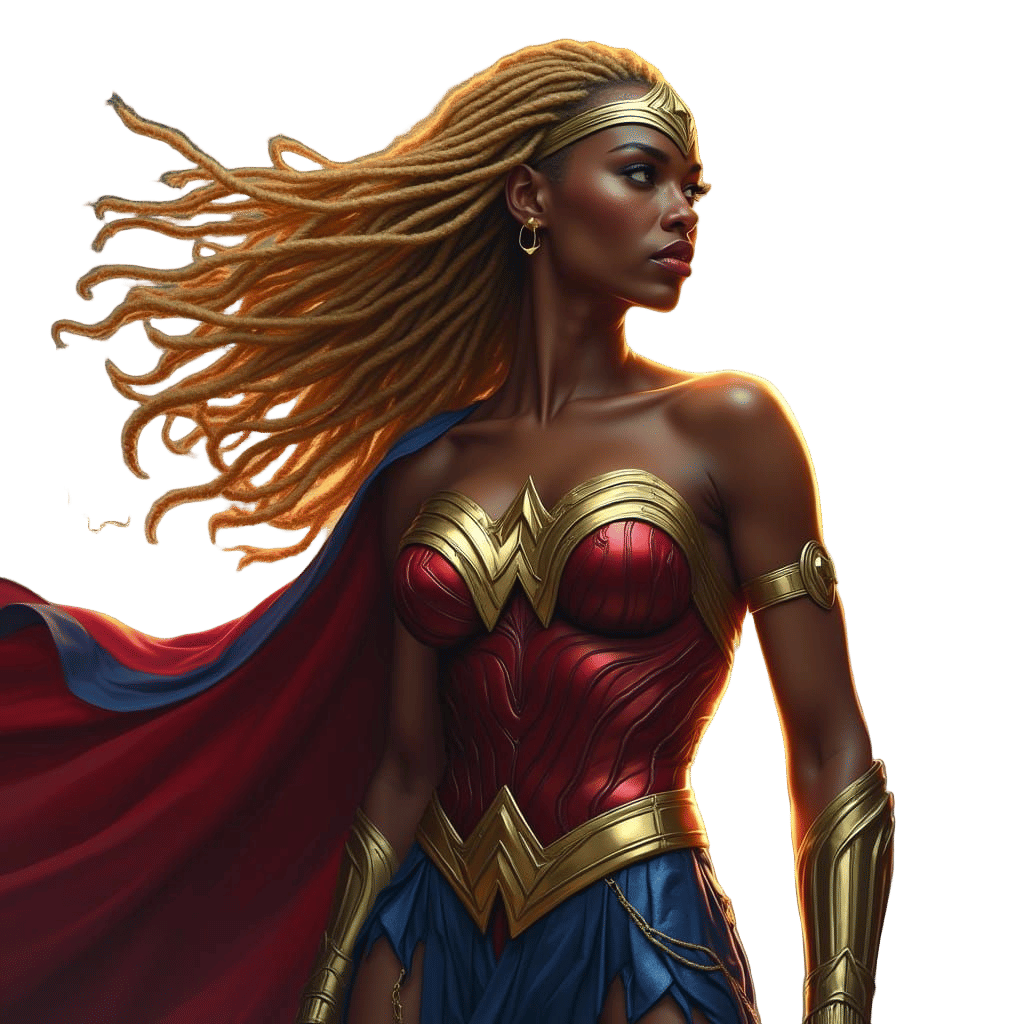 Sultry Black Wonder Woman Empowered by Vibrant Blonde Locs