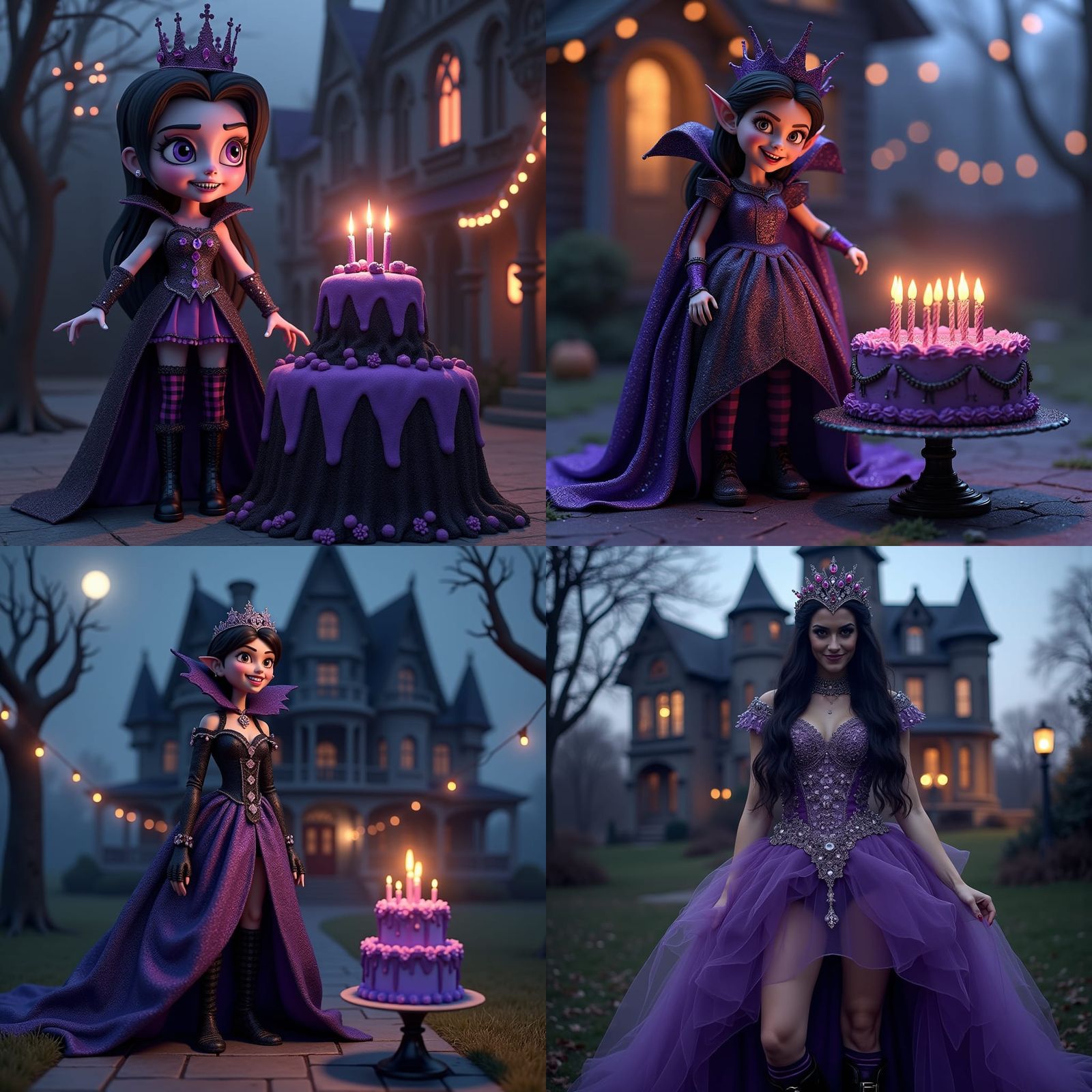 A 3D illustration of a beautiful Vampire Princess standing o...