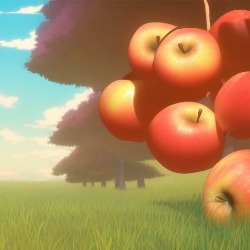 Apples in Studio Ghibli Anime Style