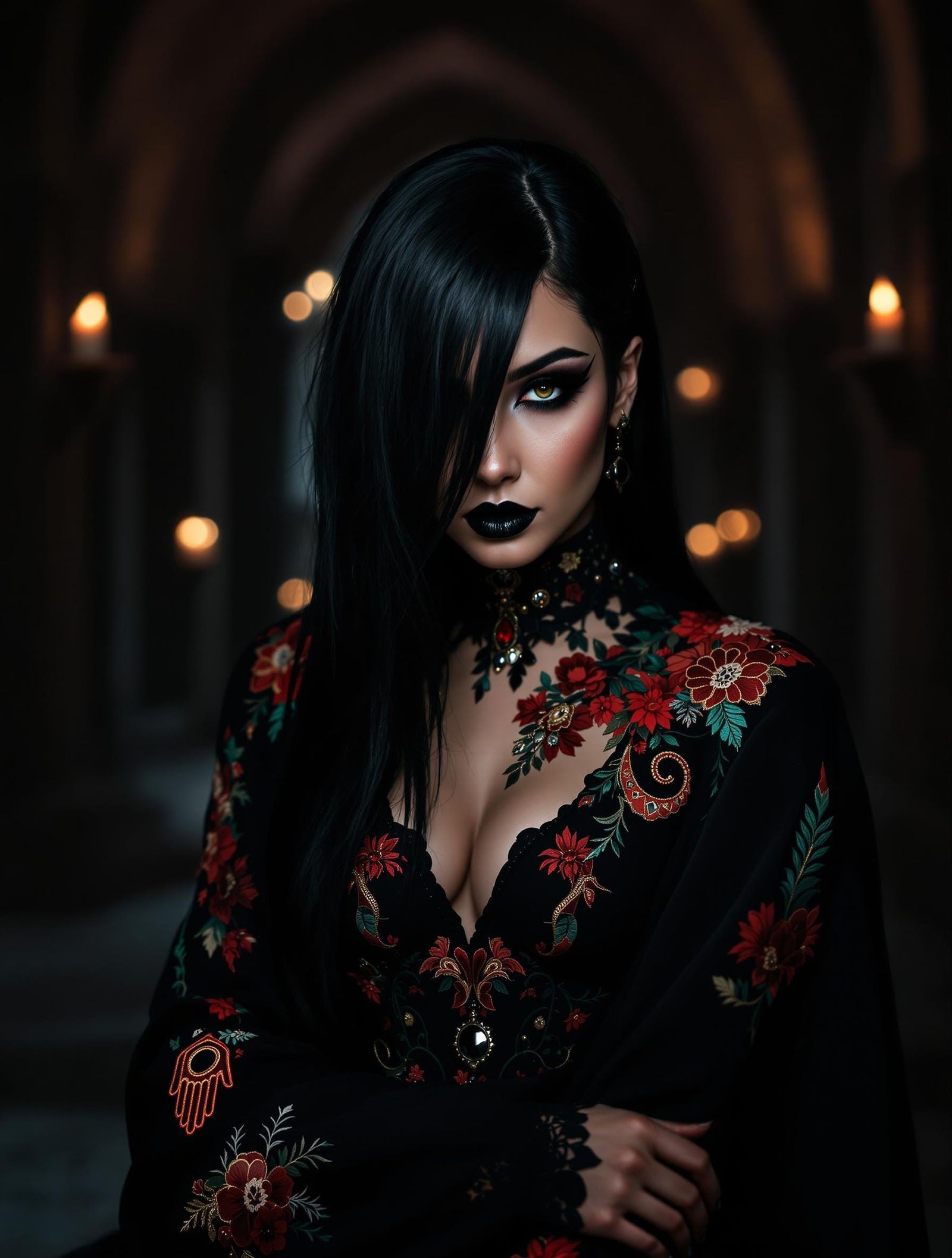 Ethereal Gothic Queen in Black