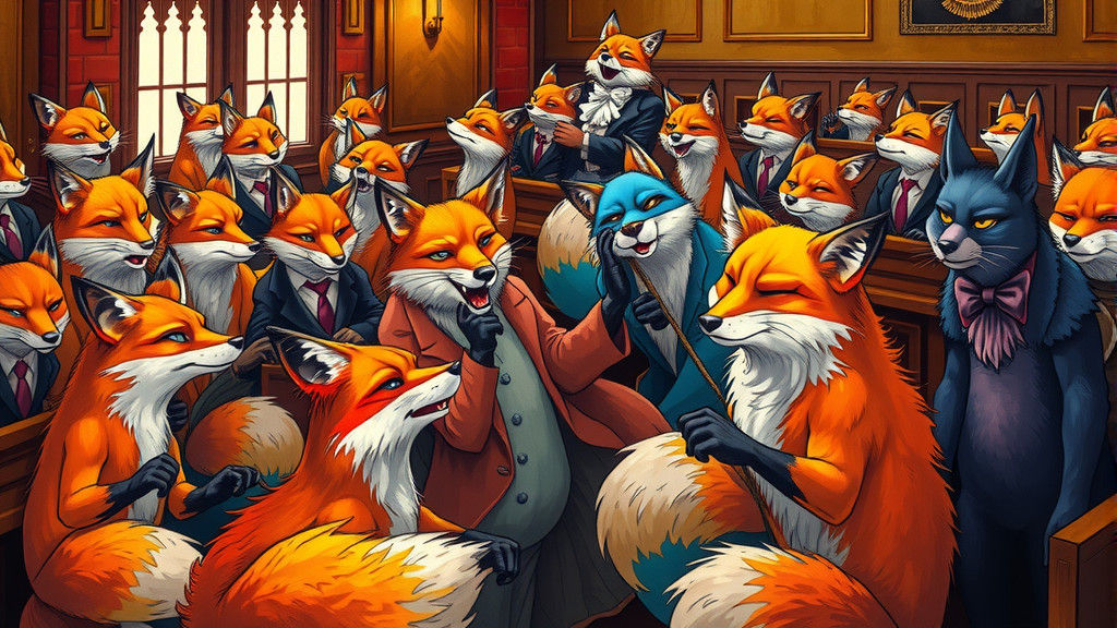 Foxes Debate in Court, Art Nouveau Style
