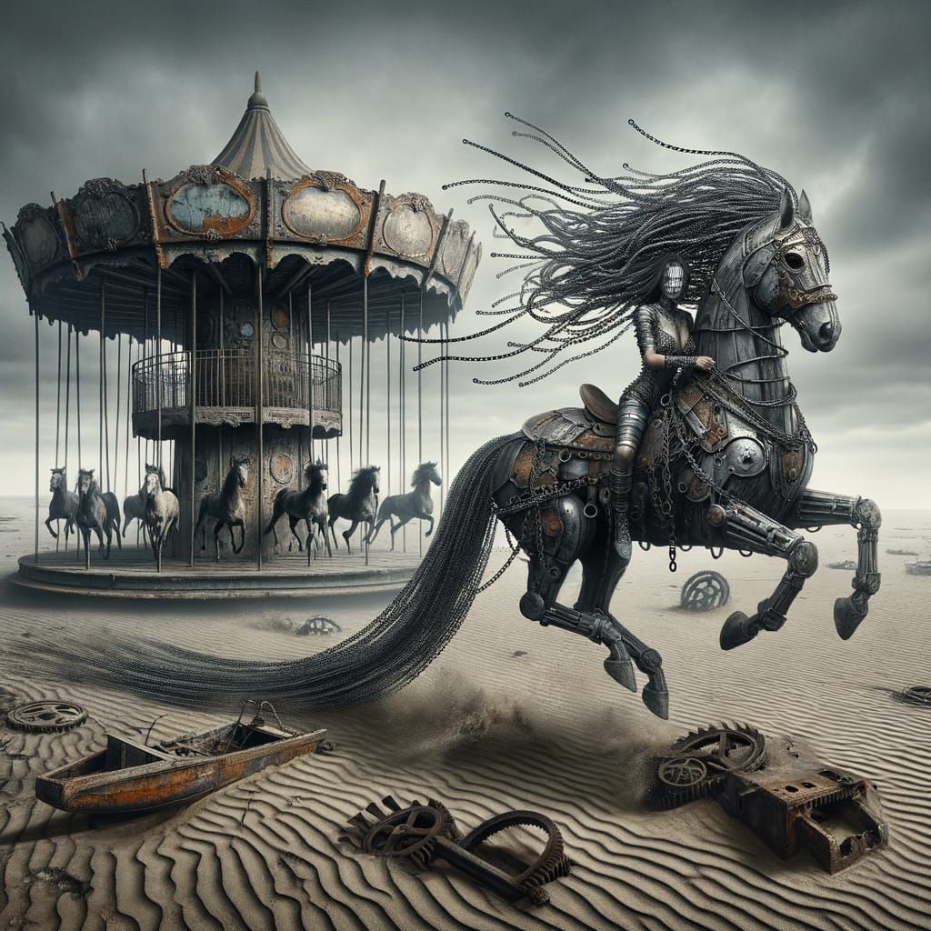 Chain-Braided Warrior on Steampunk Carousel