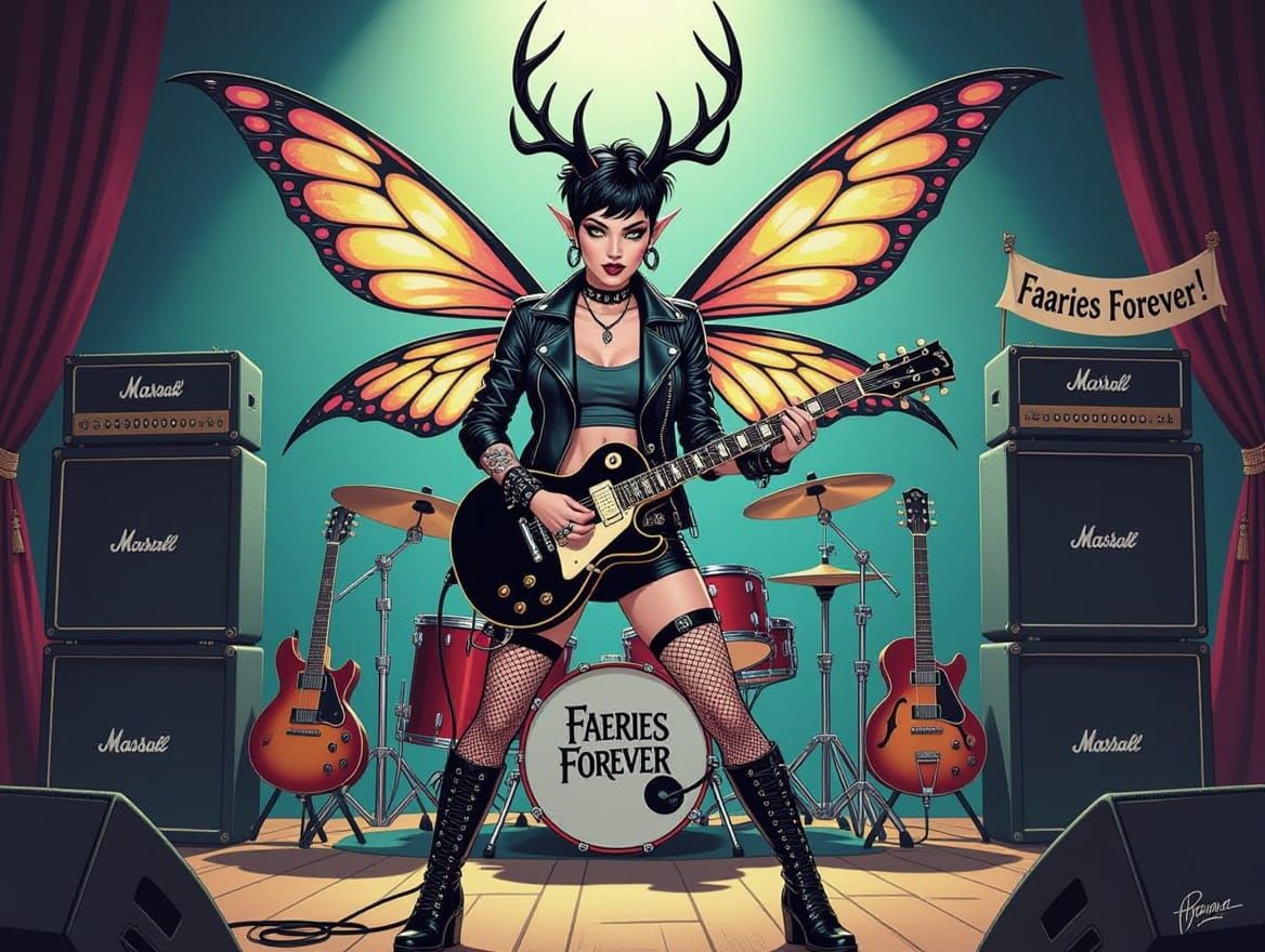 Cyberpunk Fairy Rocker Reclines on Stage