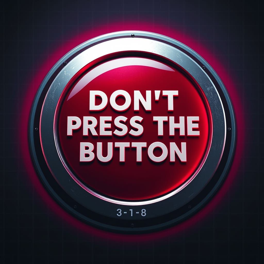 Ominous, Retro-Futuristic Button in a Dark, Gradient Backgro...