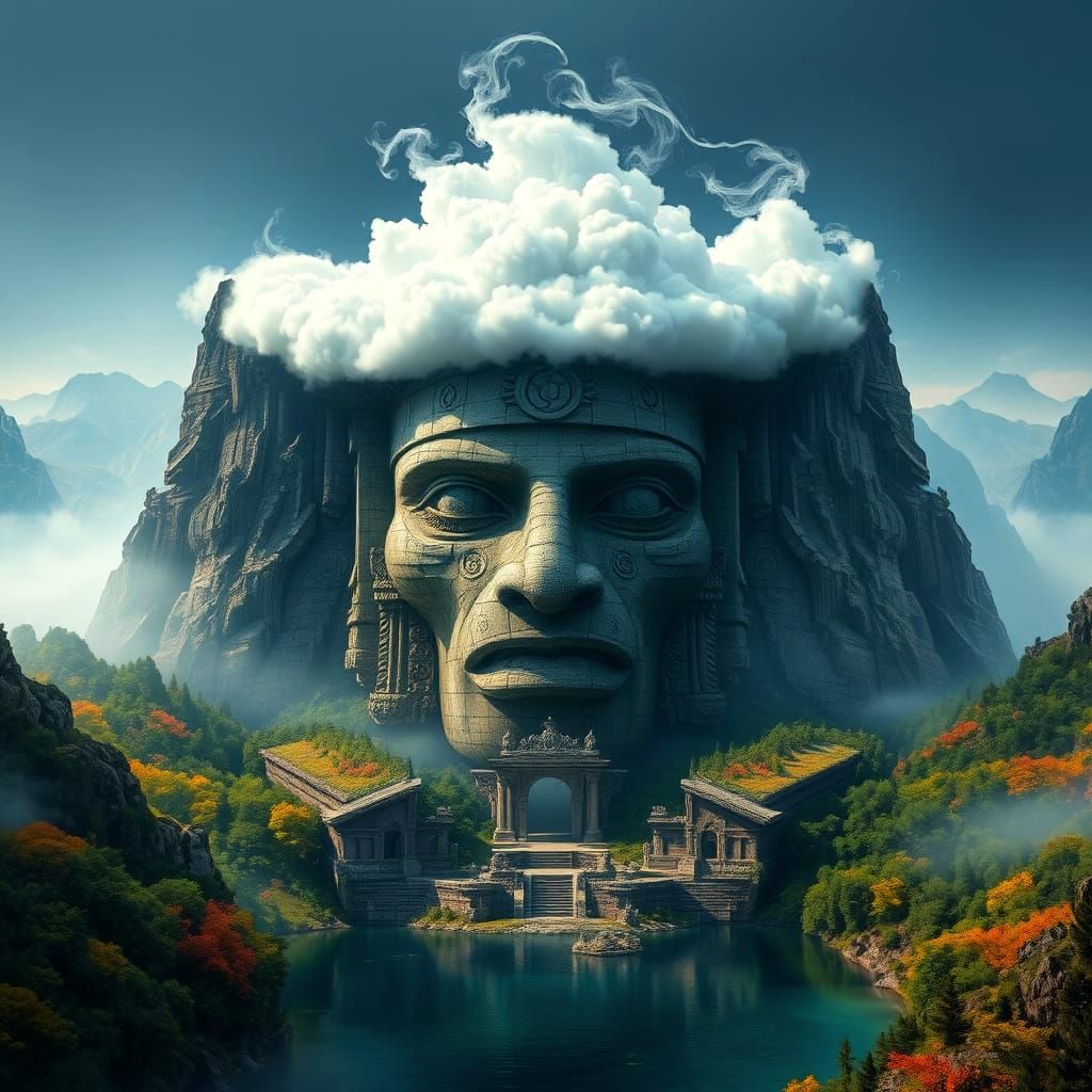 Majestic Valley of Ancient Ruins in Hyperrealistic Landscape