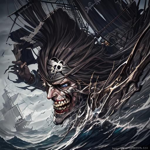 Hyperrealistic Pirate Portrait with Scars and Fierce Gaze