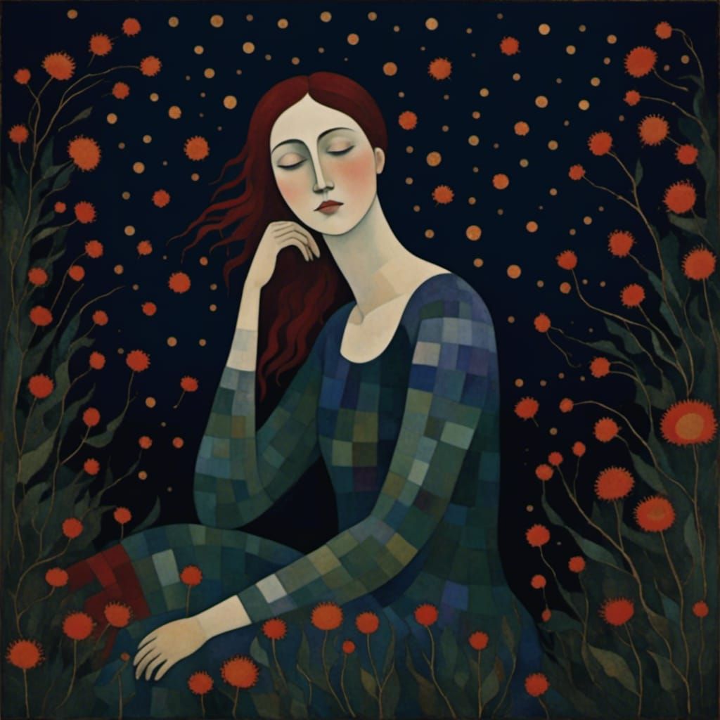 Woman at Rest in Dreamlike Setting