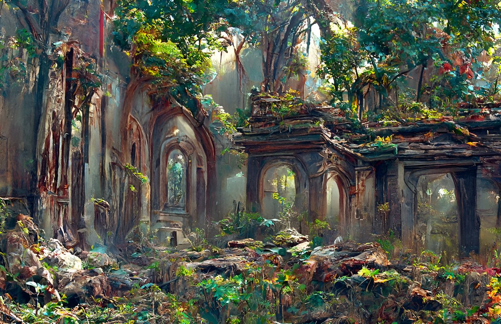 Jungle Temple Ruins: Hyperdetailed Landscape Painting