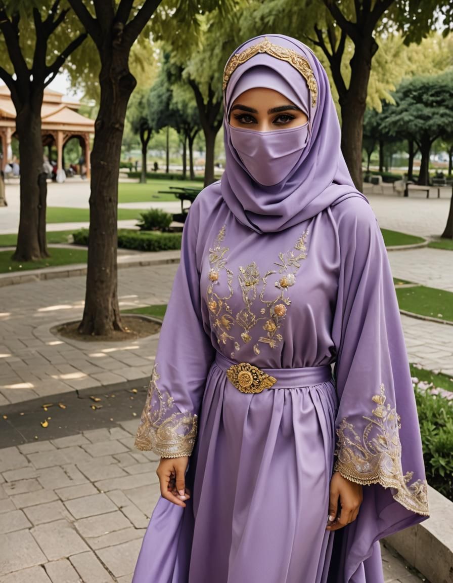 Woman in Niqab in City Park as Academic Art