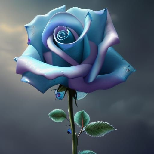 Elegant Glass Rose: Detailed Digital Fantasy Art