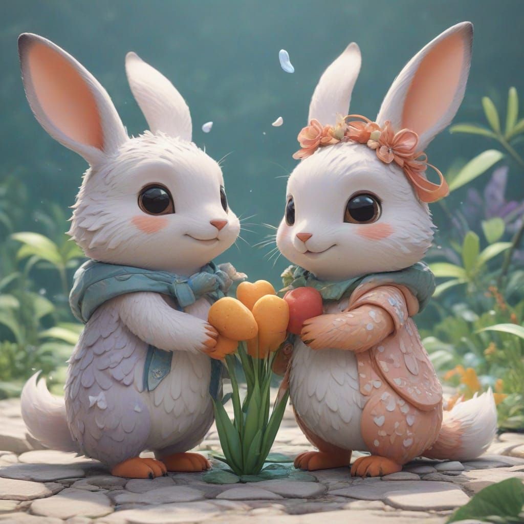 Cute Cartoon Animal Couples in Whimsical Illustrations