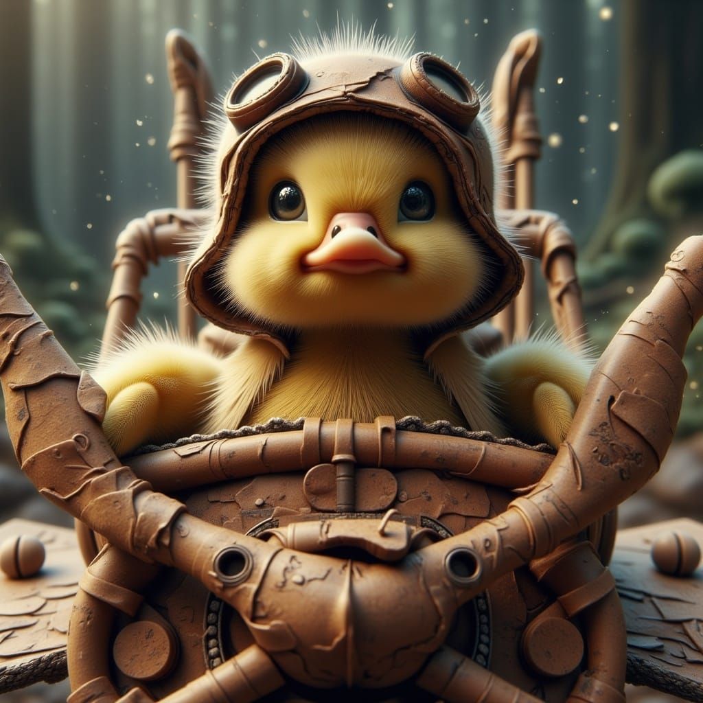 Duckling Pilot Soaring in Cardboard Airplane