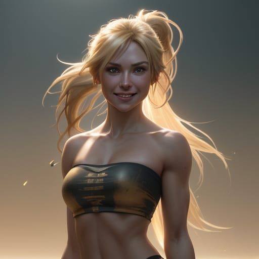 Cute Gymnast Poses Smiling in Dramatic Golden Hour Light