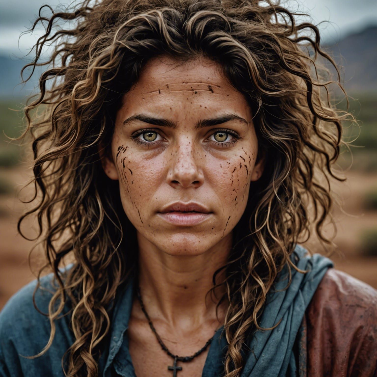 Serene Portrait Amidst Chaos, Professional Photography