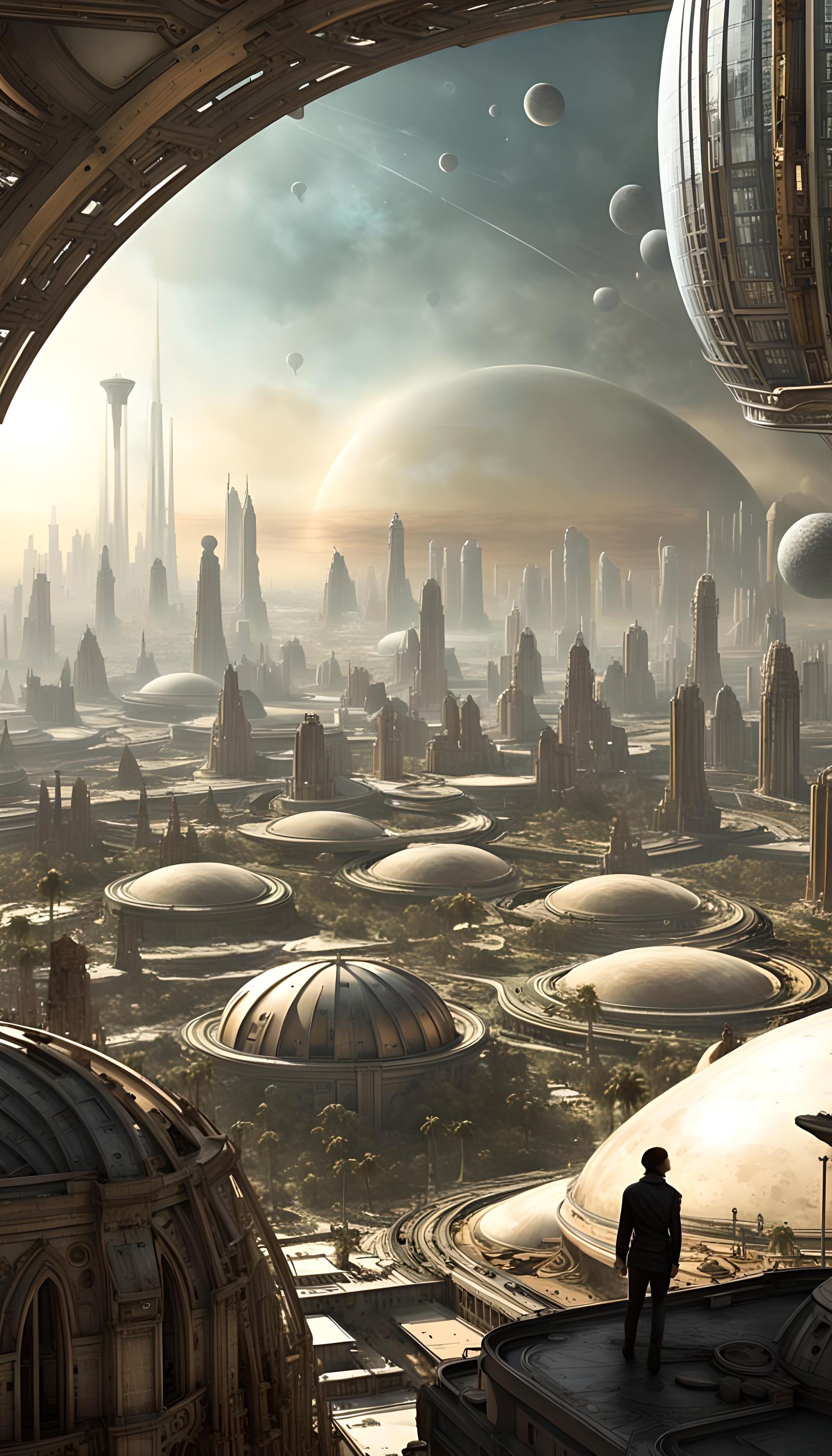 Futuristic Domed City on a Colonized Planet
