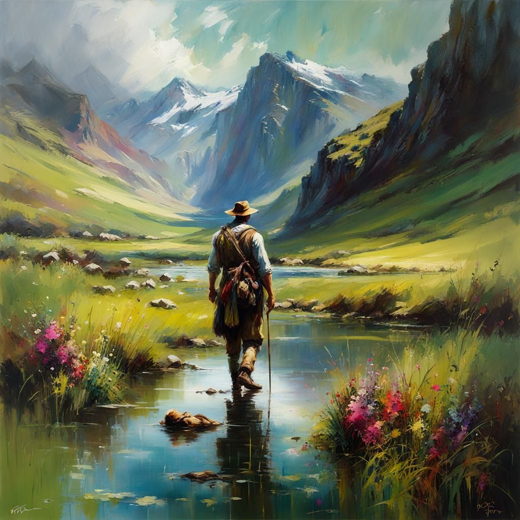Moor Landscape Painting with Dramatic Lighting
