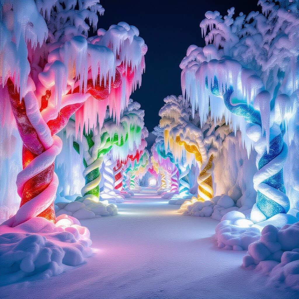 Ethereal Ice Cotton Candy Wonderland Scene