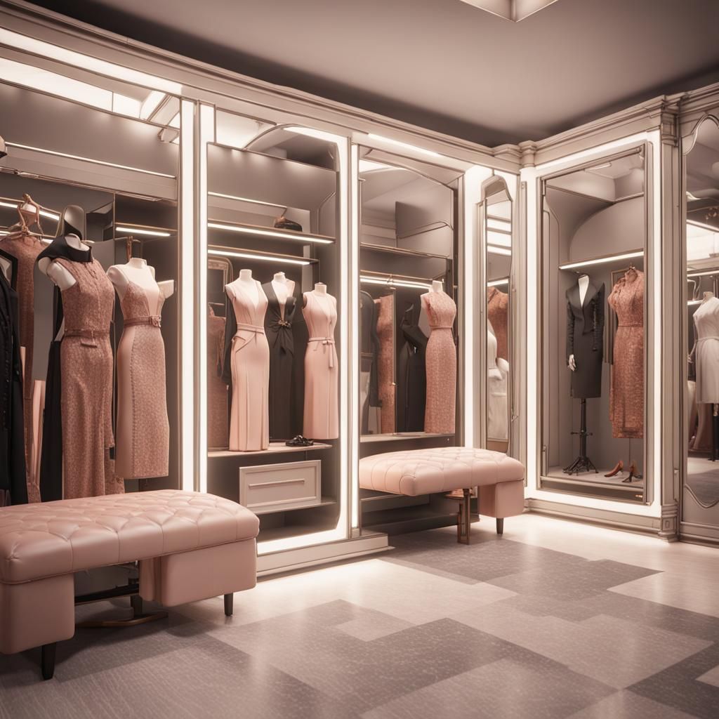 High Fashion Fitting Room in 3D Cinematic Style