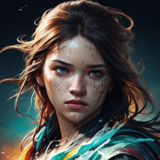 Hyperrealistic Freedom Portrait in Splash Art Style