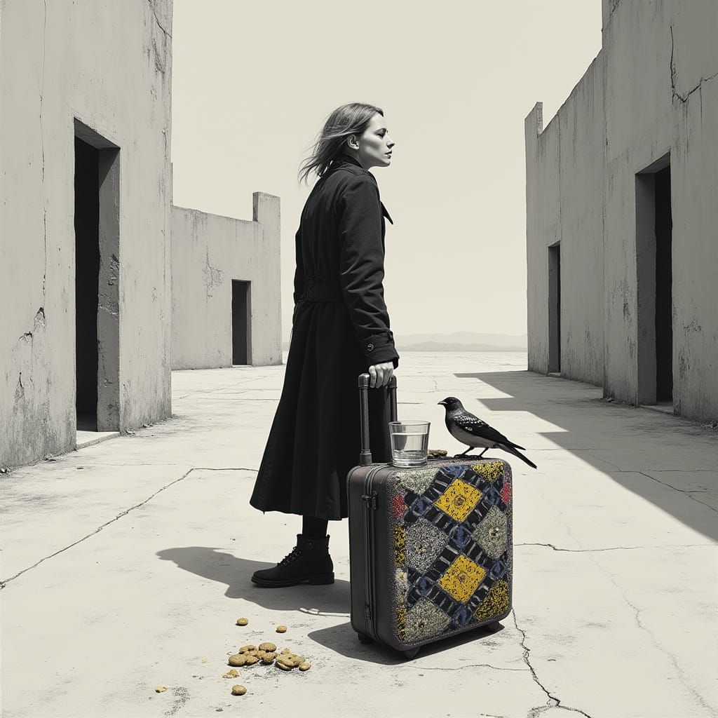 Ethereal Wanderer in Metaphysical Landscape