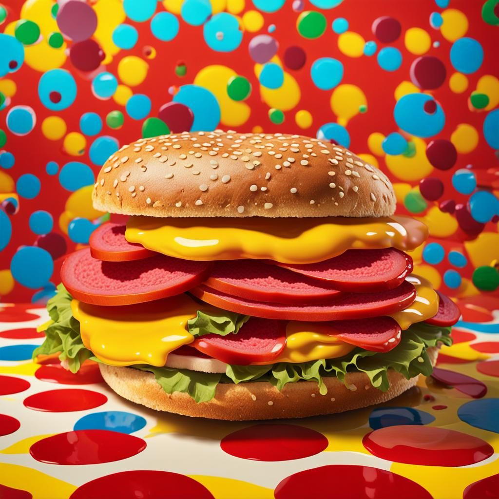 Vibrant Pop Art Bologna Sandwich in Lichtenstein Style