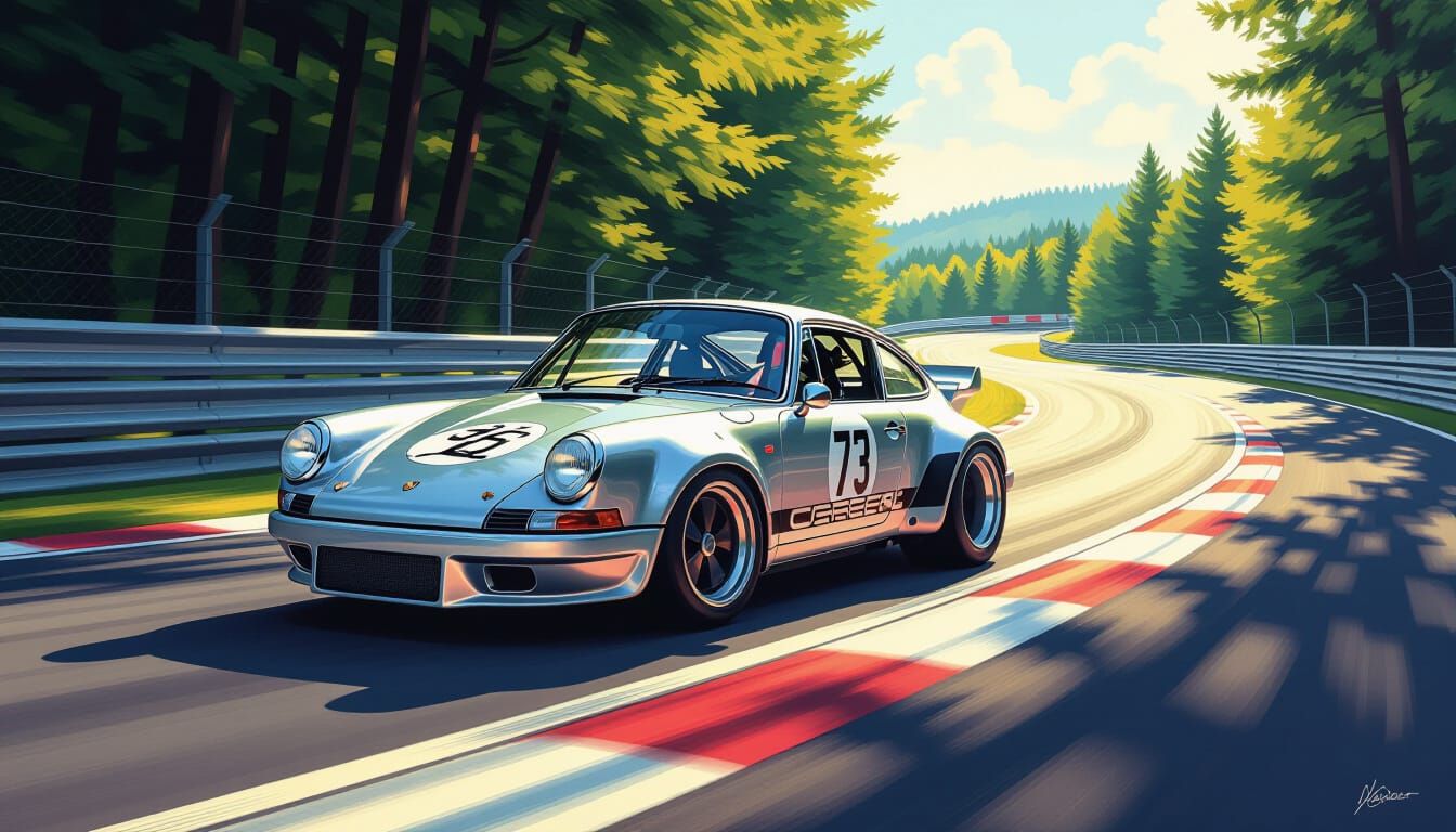 1973 Porsche 911 RSR Speeds Nurburgring in Hyperrealistic St...