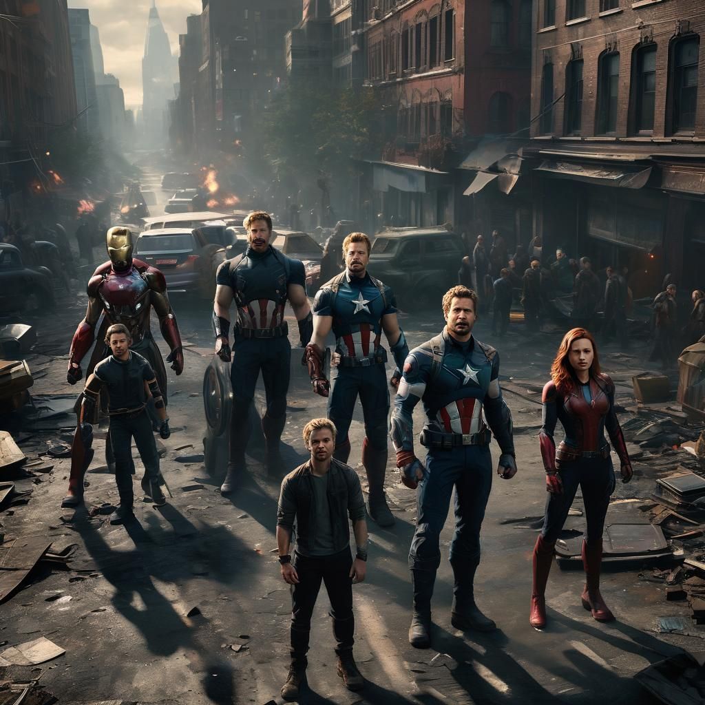Avengers Team Assembled in Gritty Urban Landscape
