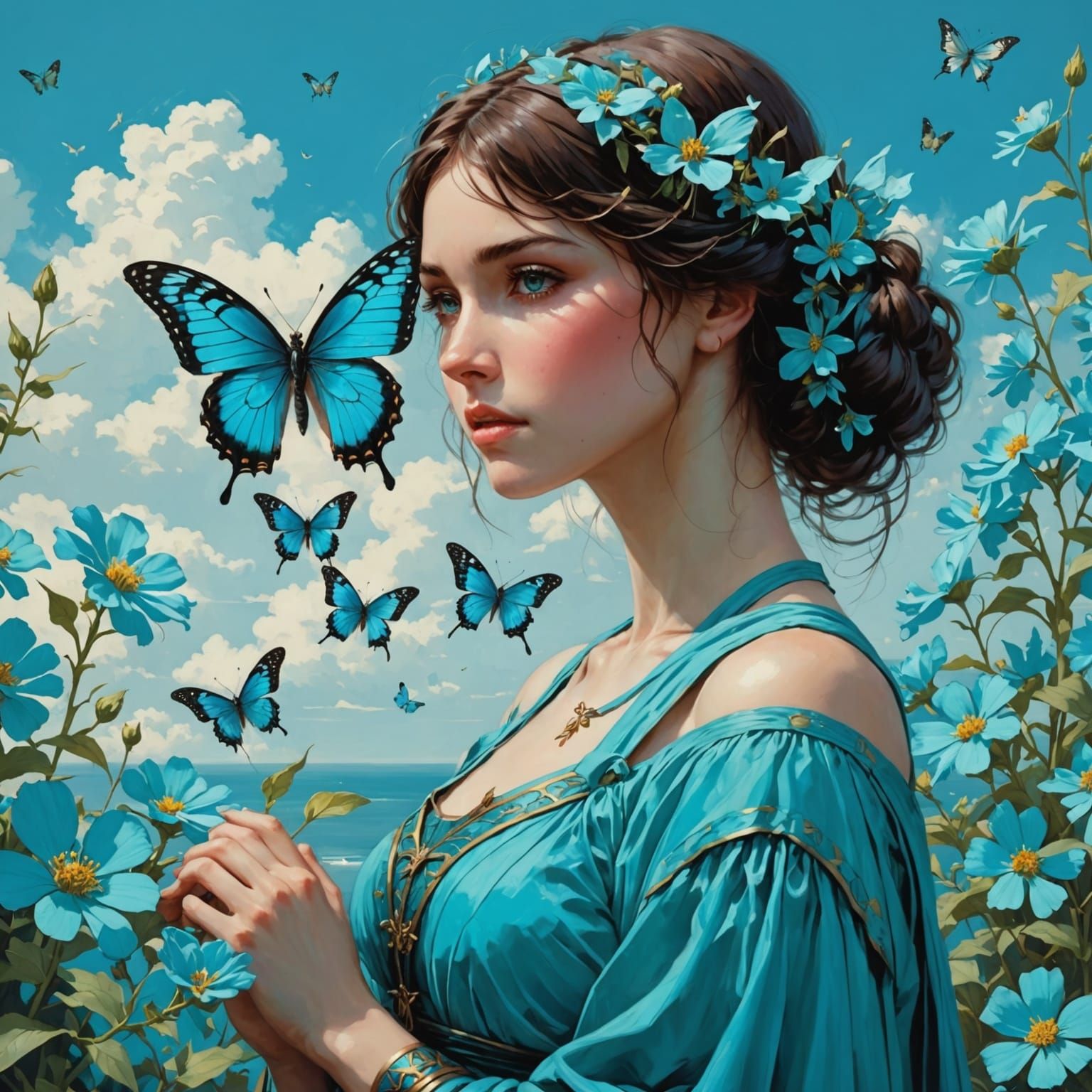 Cyan Butterfly Dreamscape