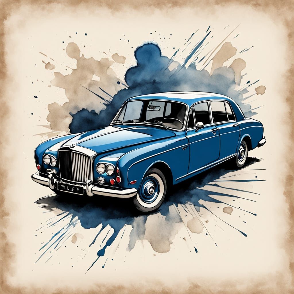 1963 Bentley in Traditional Tattoo Flash Style