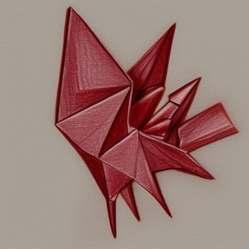 Detailed Drawing of a Deep Red Gem