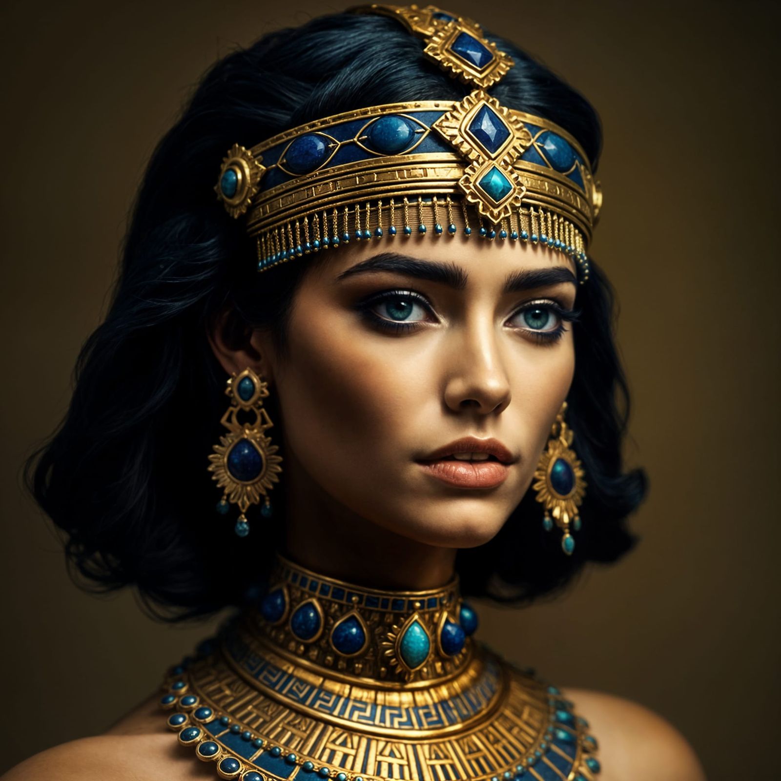 Ancient Goddess in Lapis Blue and Gold