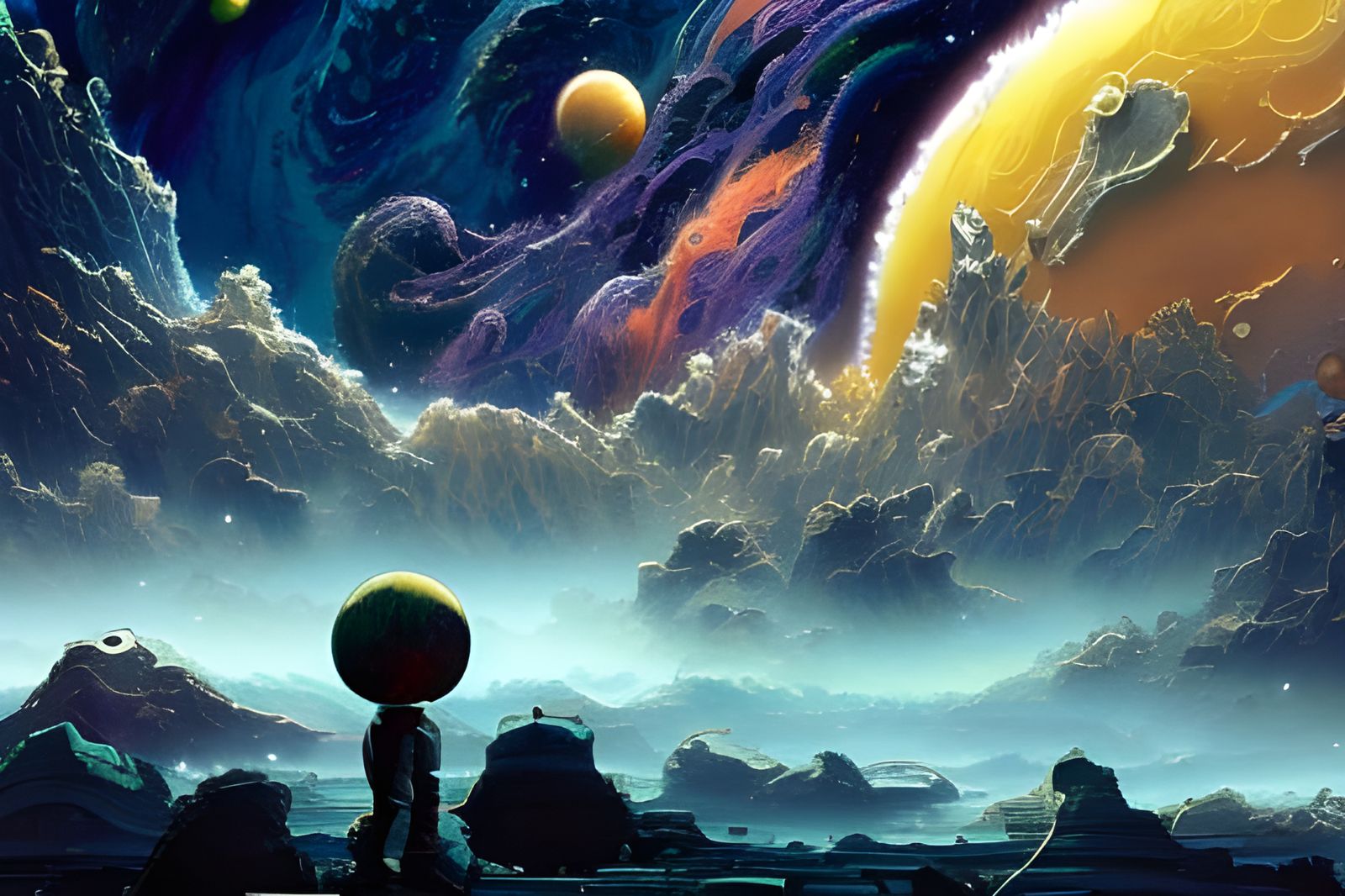 Stunning Cosmic Panorama in Maximalist Style
